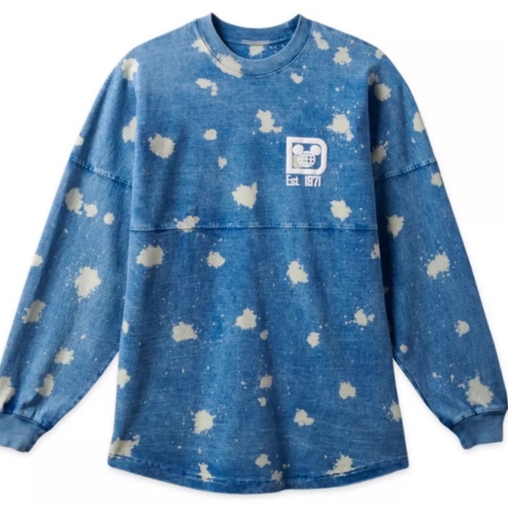 NWT Disney World Denim Bleach Spirit‎ Jersey Blue Oversized Long Sleeve XS